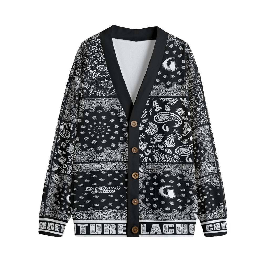 BANDANA MIX BLC Unisex V-neck Cardigan With Button Closure