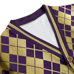 ARLEQUIN GRAPES Unisex V-neck Knitted Fleece Cardigan With Button Closure