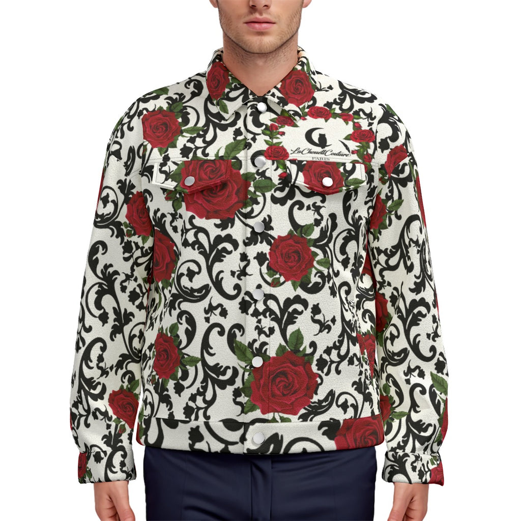 RED ROSES Unisex Lapel Jacket Cotton