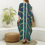 PLAID IN GOLD Women's Imitation Silk V-neck Kaftan Robe