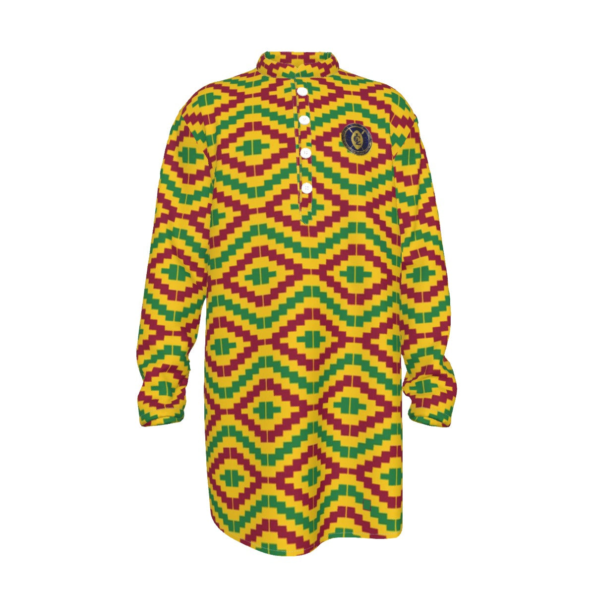 KENTE RASTA Men's Stand-up Collar Long Shirt