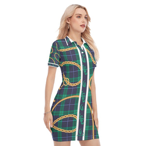 PLAID IN GOLD Women's Polo Collar Dress