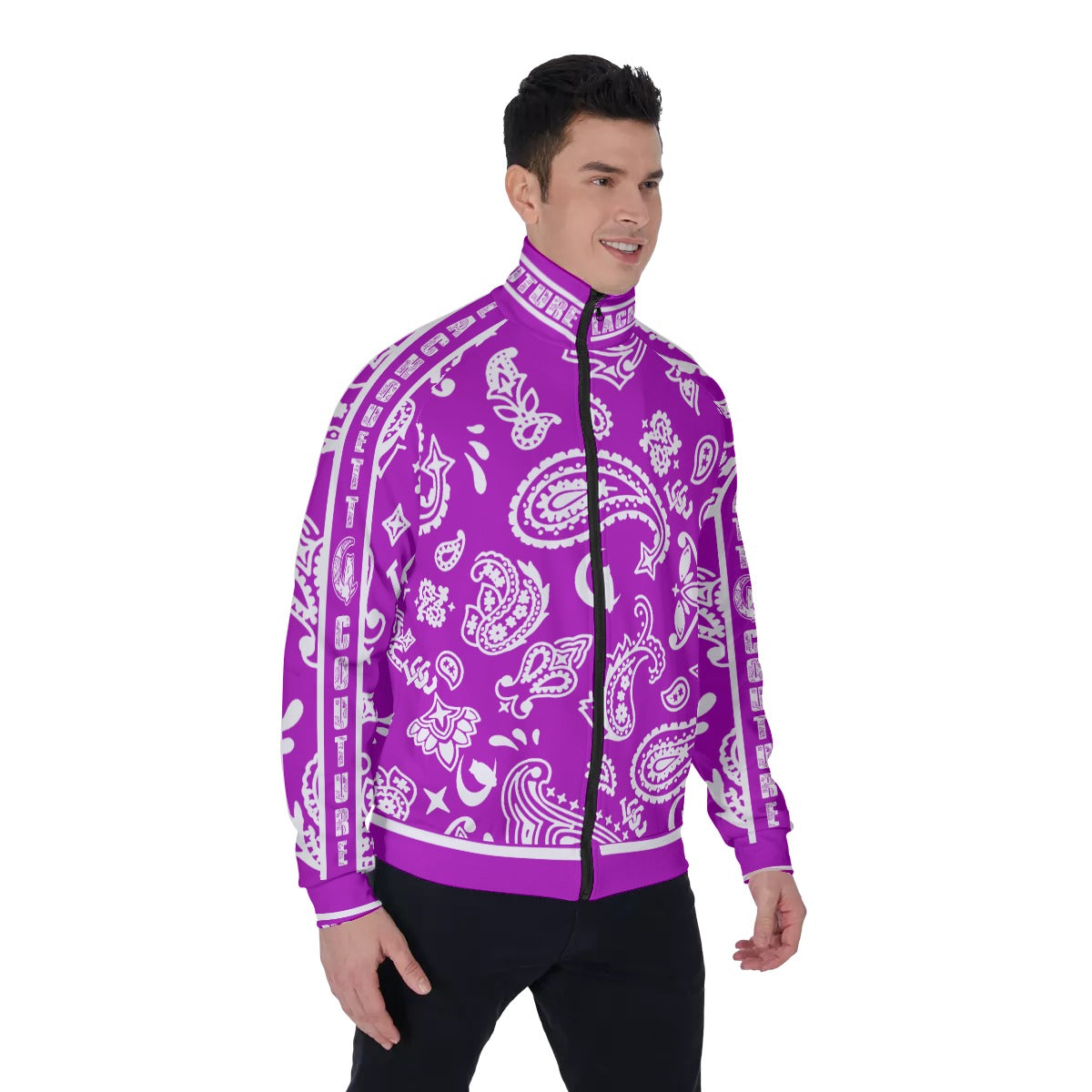 BANDANA PAISLEY GRAPES Men's Stand Collar Jacket