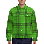 PLAID STYLE GREEN Unisex Lapel Jacket Cotton