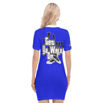 GET YA WALK ON BLUE Women's Polo Collar Dress