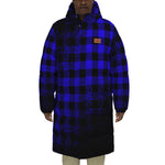 DUSTY PLAID BLUE Unisex Long Down Jacket