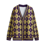ARLEQUIN GRAPES Unisex V-neck Knitted Fleece Cardigan With Button Closure