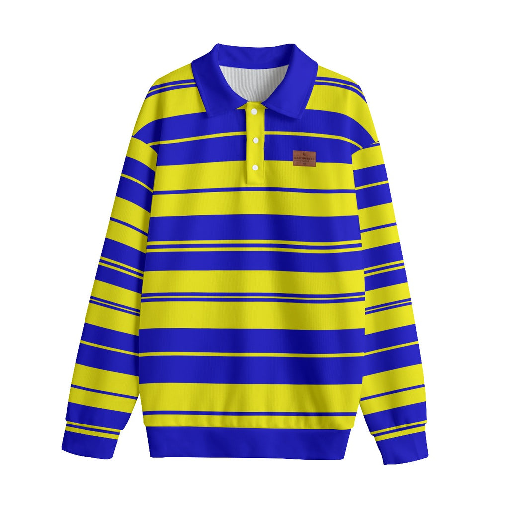 STRIPE UP CRENSHAW Unisex Lapel Collar Sweater