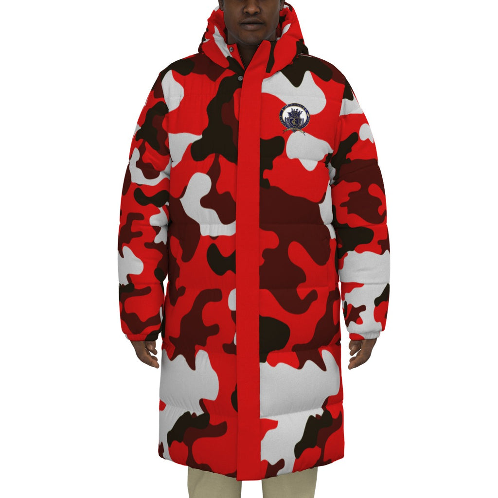 CAMOUFLAGE RED Unisex Long Down Jacket