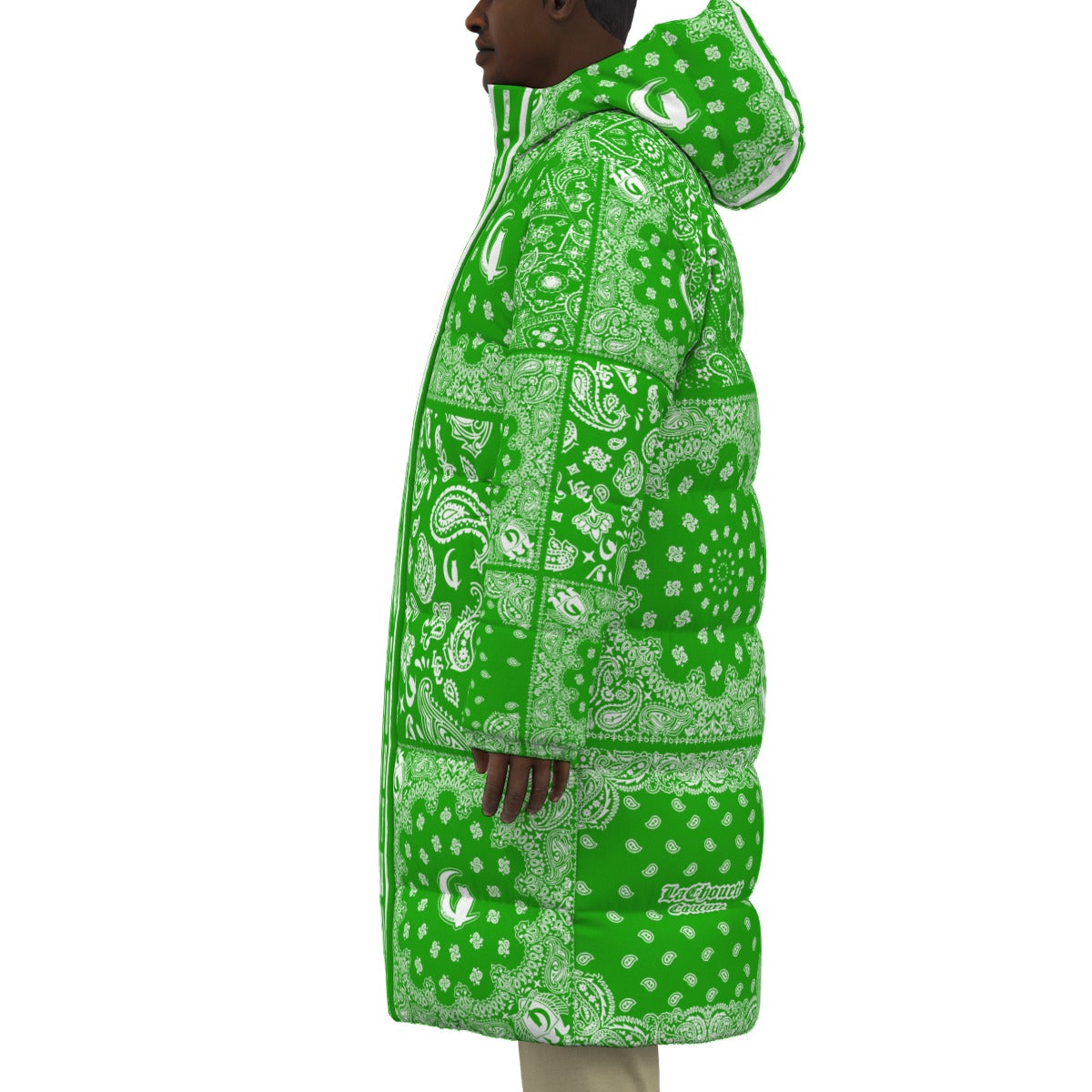 BANDANA MIX GREEN Unisex Long Down Jacket