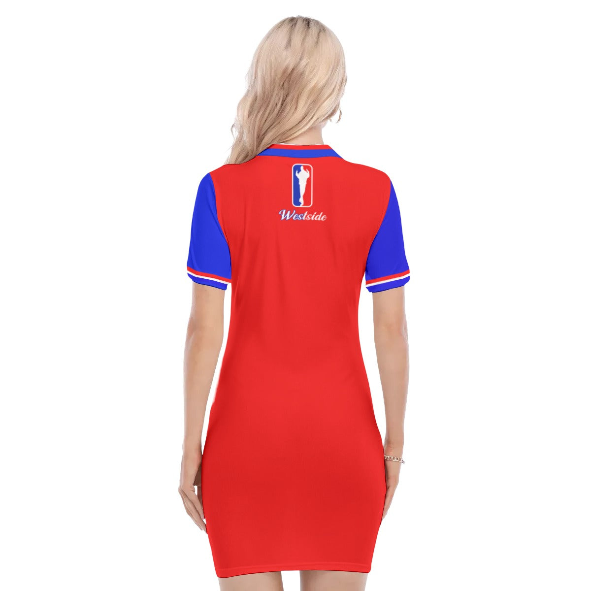WESTSIDE BI-COLOR Women's Polo Collar Dress