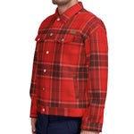 PLAID STYLE RED Unisex Lapel Jacket Cotton