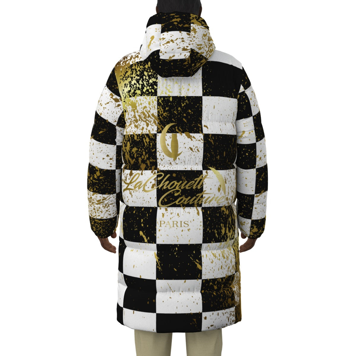 DAMIER IN GOLD Unisex Long Down Jacket