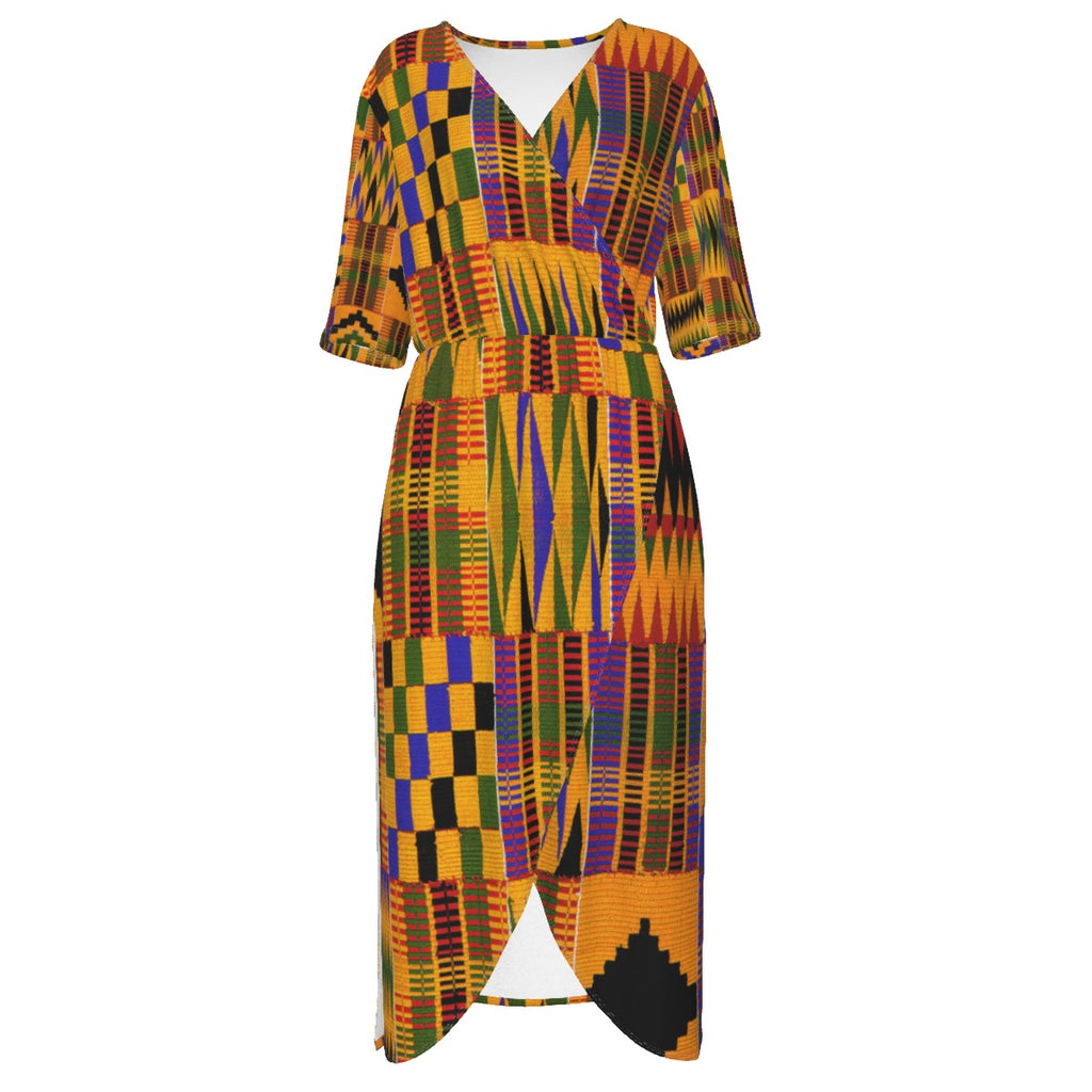 KENTE ATEF Women's Short Sleeve V-neck Dress