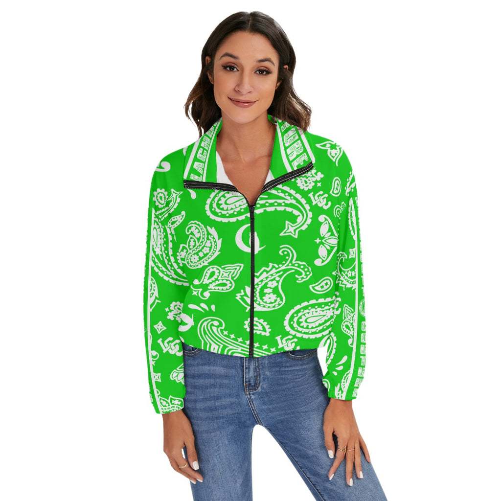 BANDANA PAISLEY GREEN Women's Zip Jacket