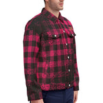 DUSTY PLAID PINKISH Unisex Lapel Jacket Cotton