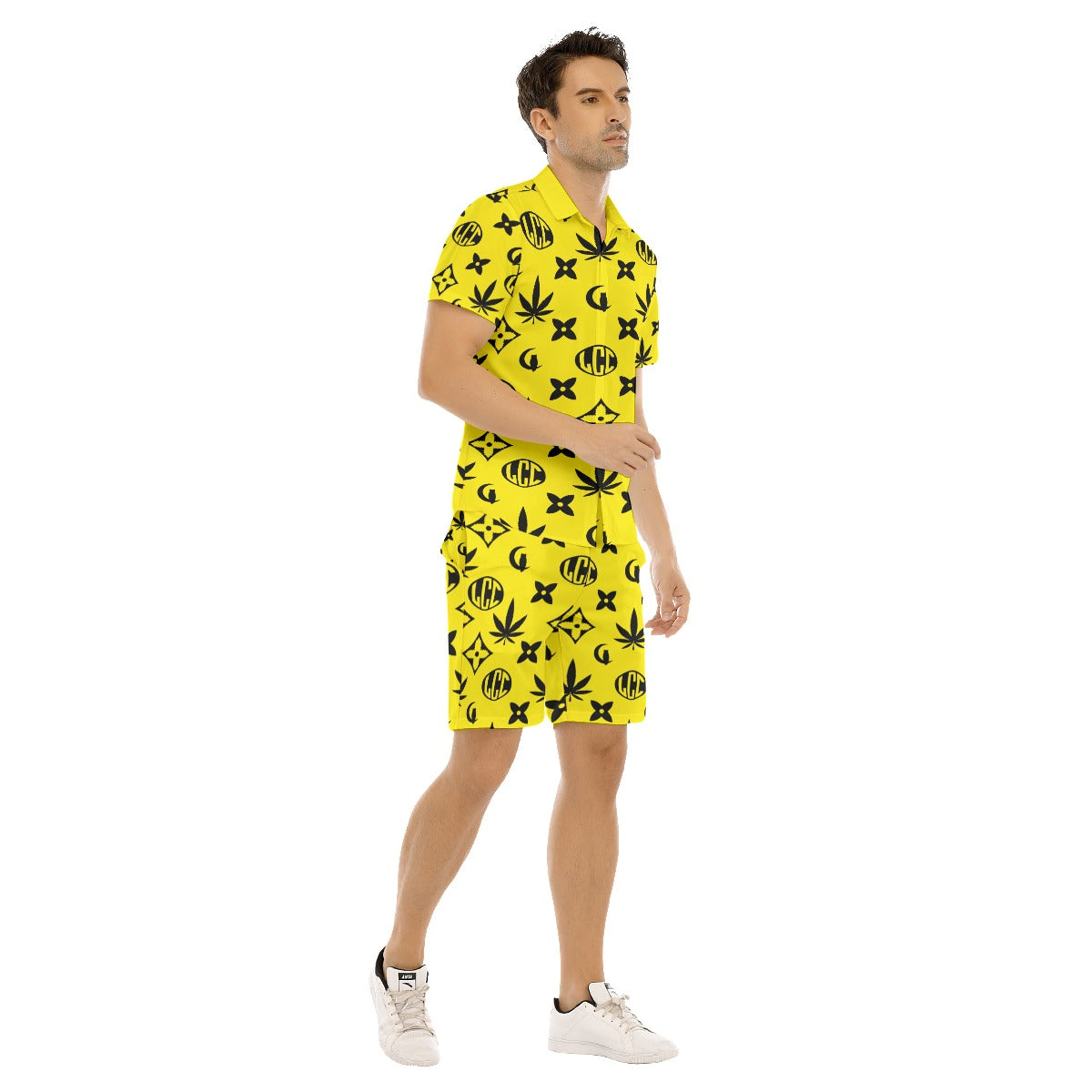LCC WEEDY YLW Men's Short Sleeve Shirt Sets