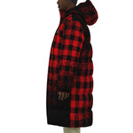 DUSTY PLAID RED Unisex Long Down Jacket