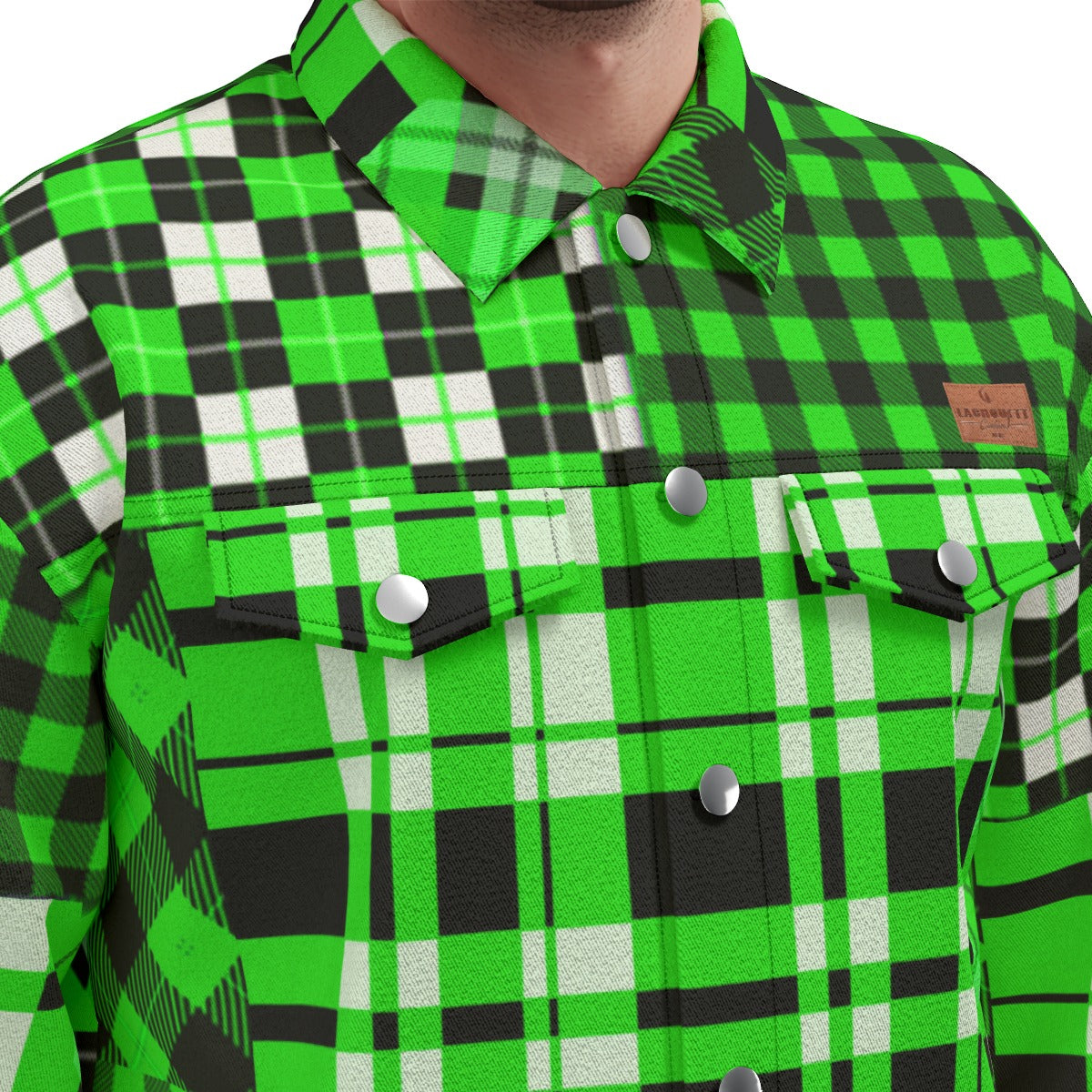 FLEXIN PLAID GREEN Unisex Lapel Jacket  Cotton