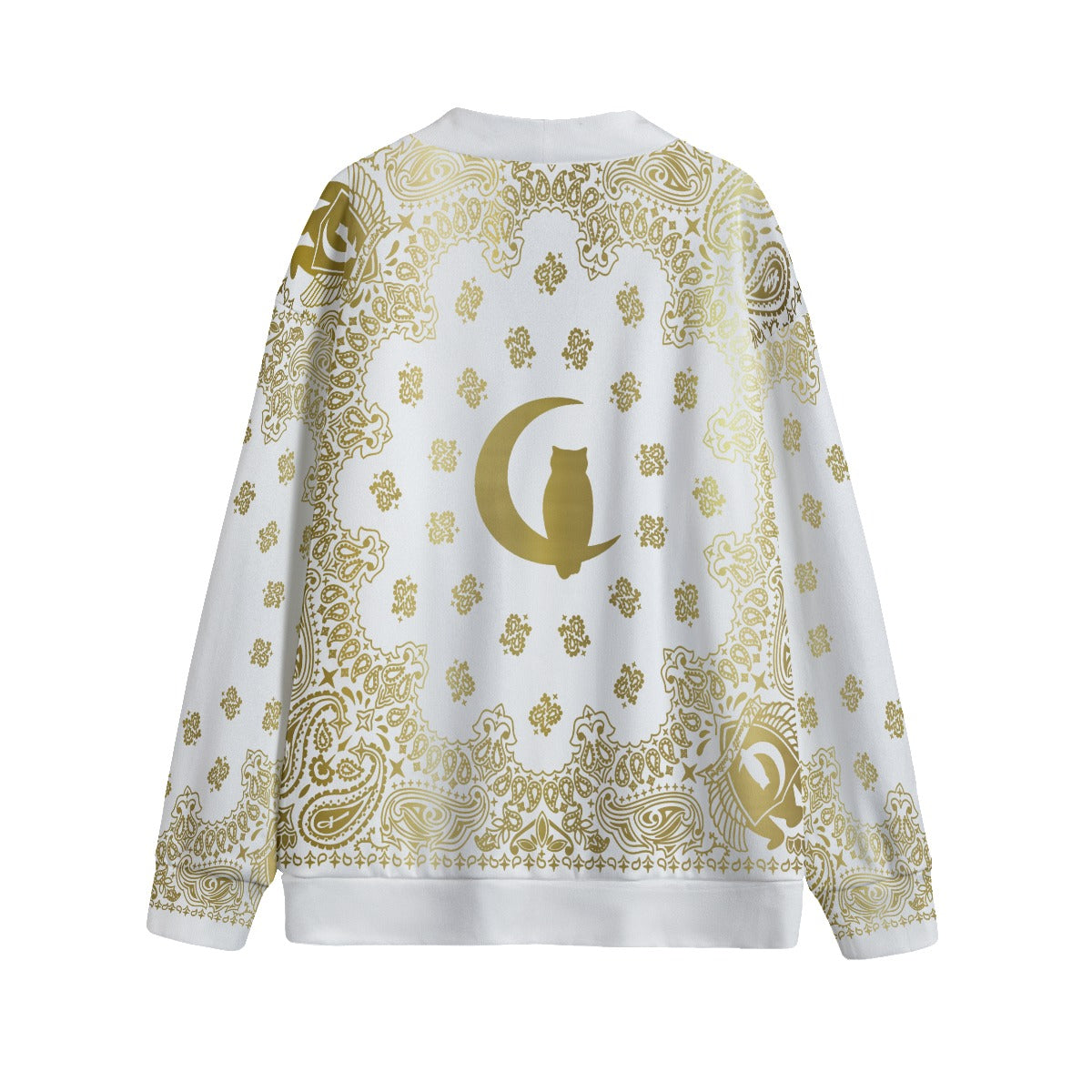 BANDANA GOLDWHT Unisex V-neck Cardigan With Button Closure