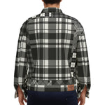 FLEXIN PLAID GREY Unisex Lapel Jacket Cotton