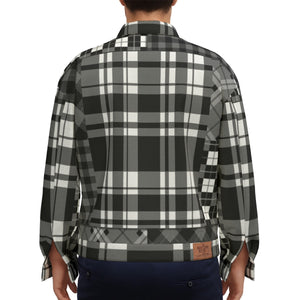 FLEXIN PLAID GREY Unisex Lapel Jacket Cotton