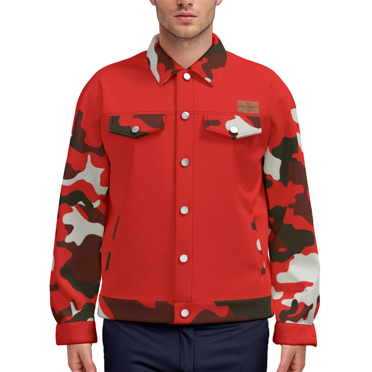 CAMOUFLAGE RED Unisex Lapel Jacket