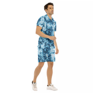 TIE DYE BLUE Men's Short Sleeve Shirt Sets