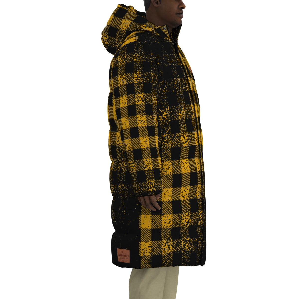 DUSTY PLAID YLW Unisex Long Down Jacket