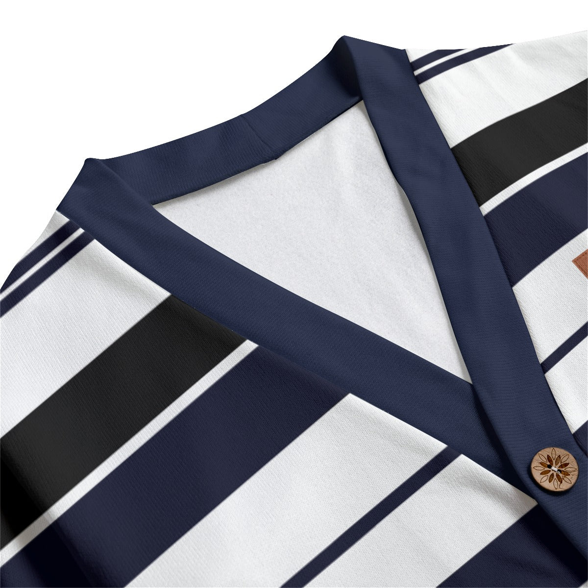 STRIPE UP NAVY Unisex V-neck Cardigan With Button Closure
