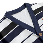 STRIPE UP NAVY Unisex V-neck Cardigan With Button Closure