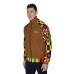 KENTE BUTAN BROWN Men's Stand Collar Jacket