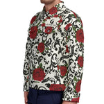 RED ROSES Unisex Lapel Jacket Cotton