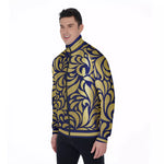GORGEOUS LEAF BLUE Men's Stand Collar Jacket