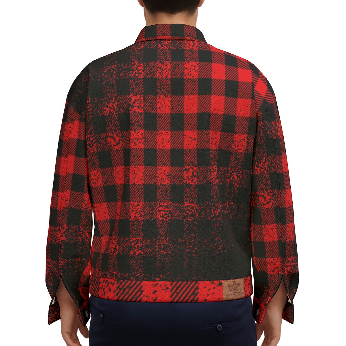 DUSTY PLAID RED Unisex Lapel Jacket  Cotton