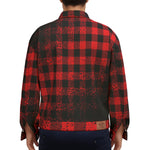 DUSTY PLAID RED Unisex Lapel Jacket  Cotton