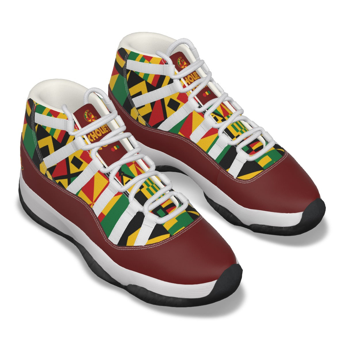KENTE BUTAN RED High Top Basketball Shoes