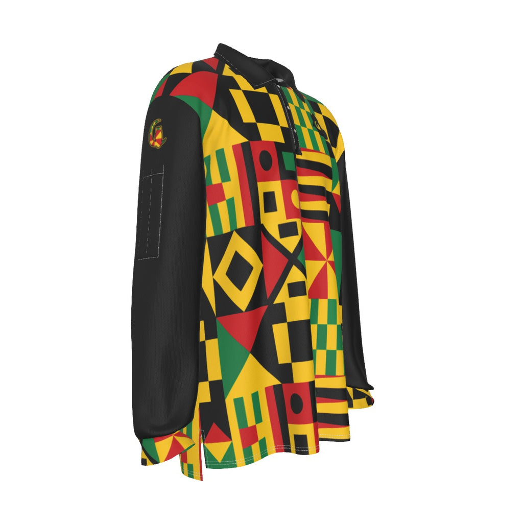 KENTE BUTAN Men's Long Sleeve Polo Shirt
