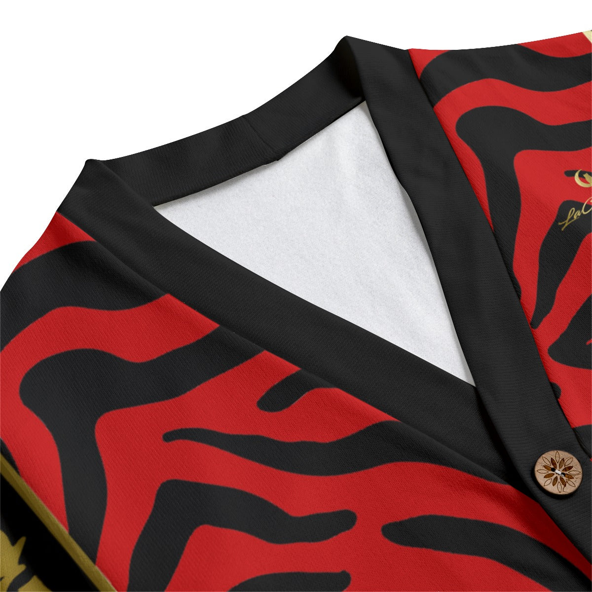 PRIVILEGE RED Unisex V-neck Cardigan With Button Closure