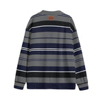 STRIPE UP NAVY GREY Unisex V-neck Cardigan With Button Closure