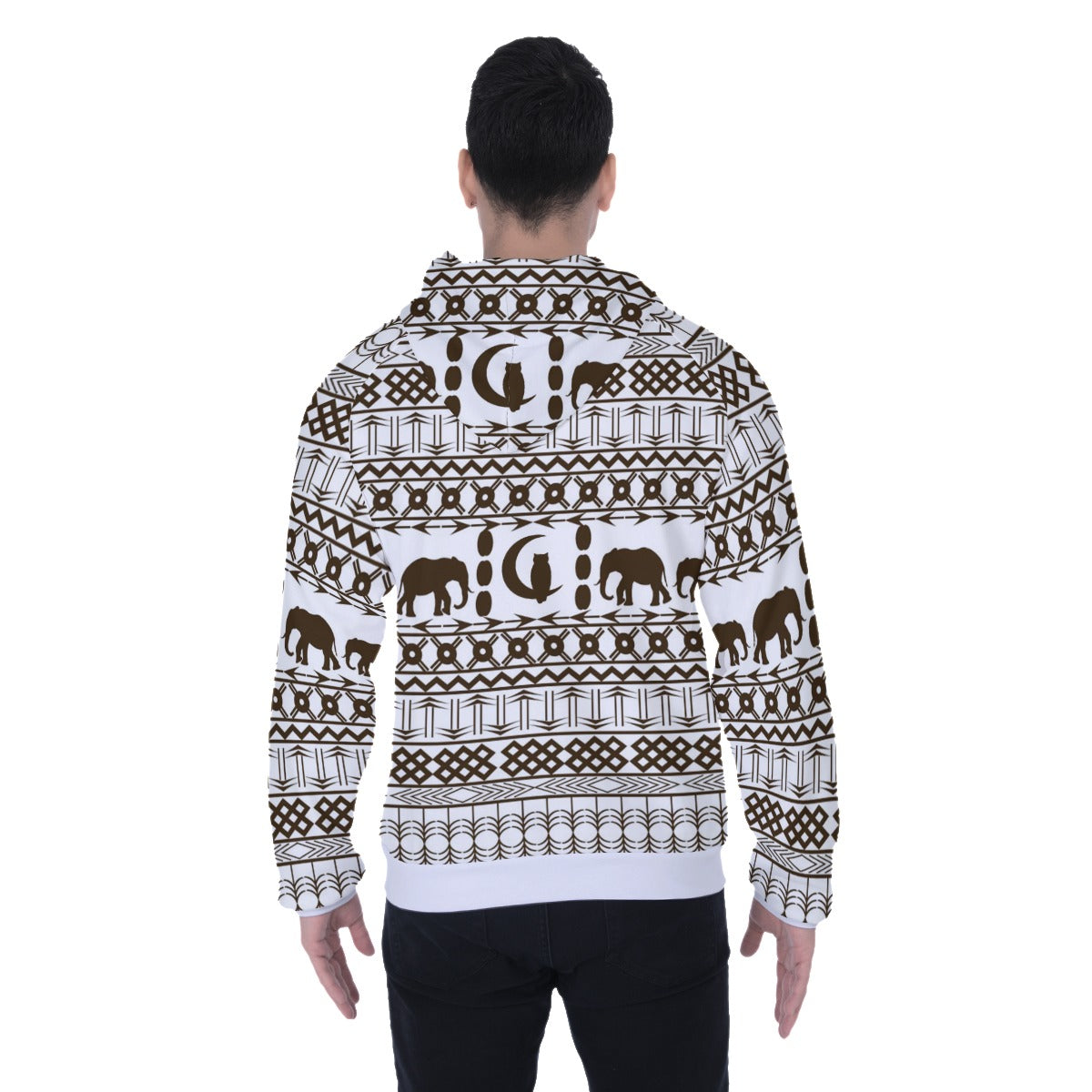 ELEPHANT ORNEMENT Heavy Fleece Raglan Zip Up Hoodie With Pocket