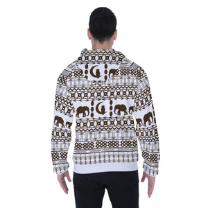 ELEPHANT ORNEMENT Heavy Fleece Raglan Zip Up Hoodie With Pocket