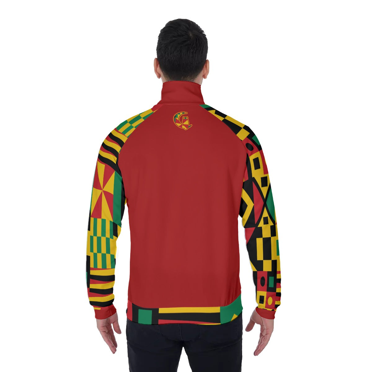 KENTE BUTAN RED Men's Stand Collar Jacket