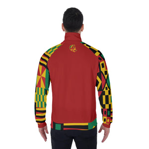 KENTE BUTAN RED Men's Stand Collar Jacket