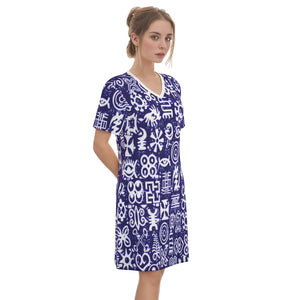 ADINKRA MXBLUE Women's Round Neck Dress