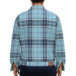 PLAID STYLE BLUE Unisex Lapel Jacket  Cotton