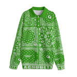 BANDANA MIX GREEN Unisex Lapel Collar Sweater