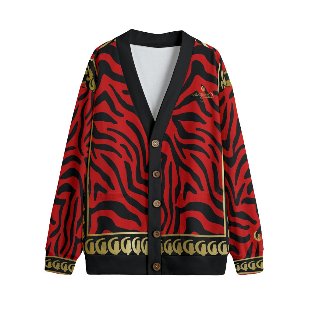 PRIVILEGE RED Unisex V-neck Cardigan With Button Closure
