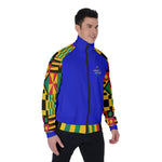 KENTE BUTAN BLUE Men's Stand Collar Jacket