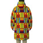KENTE BLUE Unisex Long Down Jacket